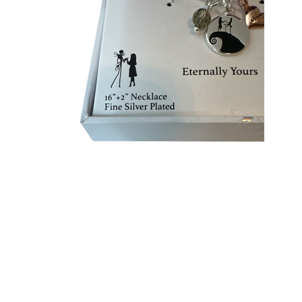 New Disney Nightmare‎ Before Christmas Halloween Silver Necklace Jack & Sally - Picture 2 of 6